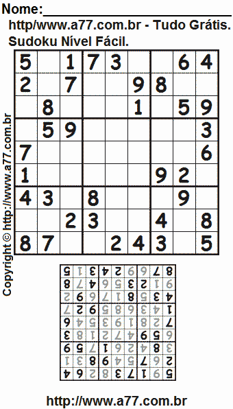 Sudoku Para Imprimir 133  Sudoku para imprimir, Probleminhas de  matemática, Desafios de matemática