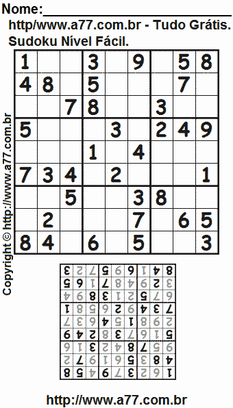 Jogo Fácil de Sudoku Para Impressão