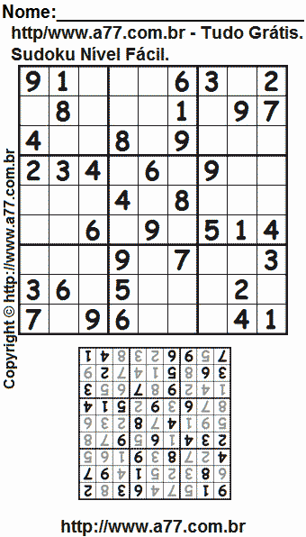 Passatempo Sudoku Para Impressão Com Respostas