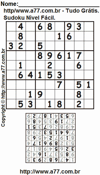 Sudoku Fácil Para Impressão