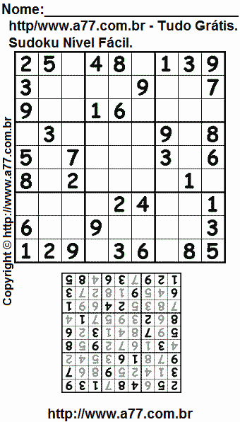 Sudoku Grátis Fácil Para Imprimir