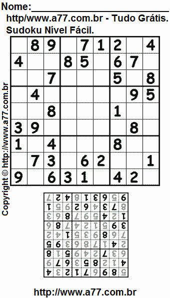 Jogo Fácil de Sudoku Para Impressão