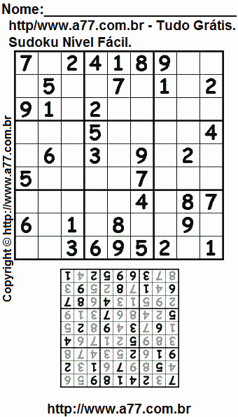 Sudoku Para Imprimir Nível Fácil