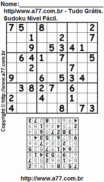 Sudoku Para Impressão Nível Fácil