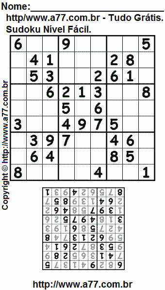 Sudoku Grátis Para Impressão Nível Fácil