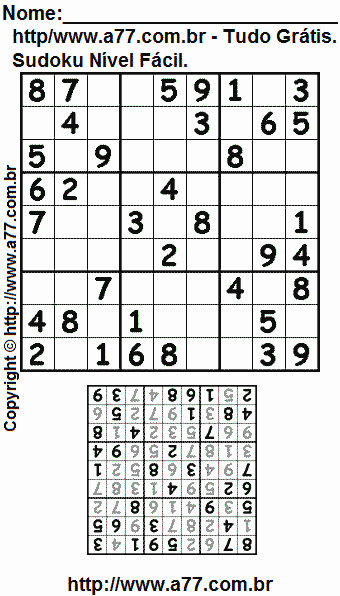 Sudoku Grátis Fácil Para Impressão