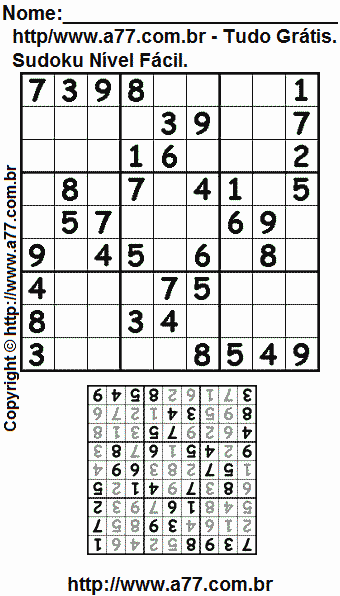 Sudoku Para Imprimir Fácil Com Respostas