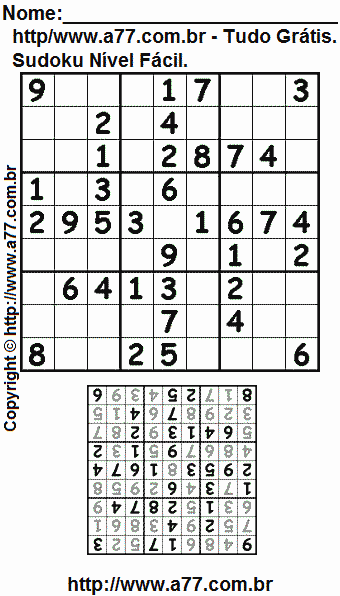 Sudoku Nível Fácil Para Imprimir