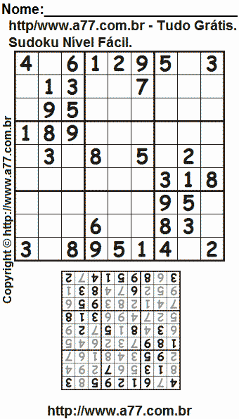 Sudoku Para Imprimir Com Resposta