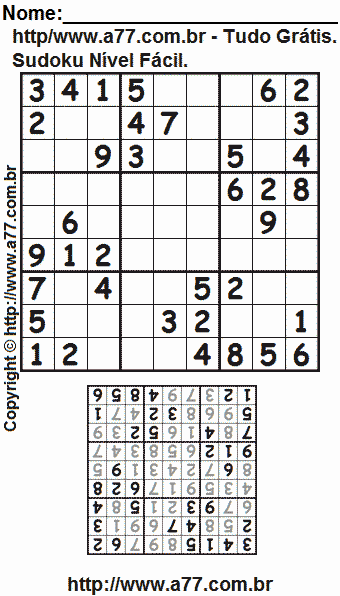 Sudoku Para Impressão Com Resposta