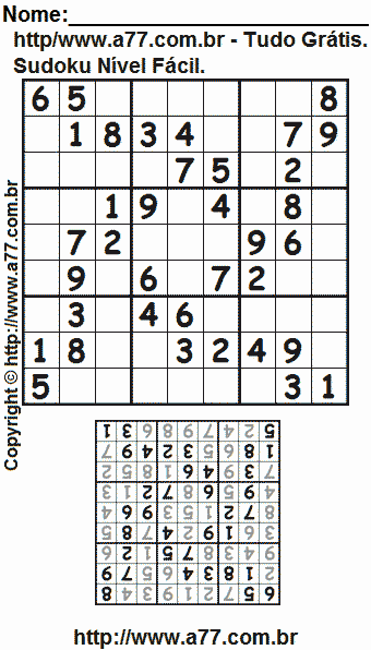 Sudoku Fácil Para Imprimir Com Respostas