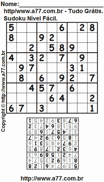 Sudoku Fácil Para Imprimir Com Resposta