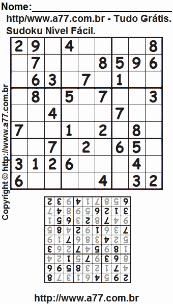 Sudoku Para Impressão Com Resposta