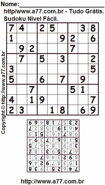 Sudoku Para Impressão Com Respostas