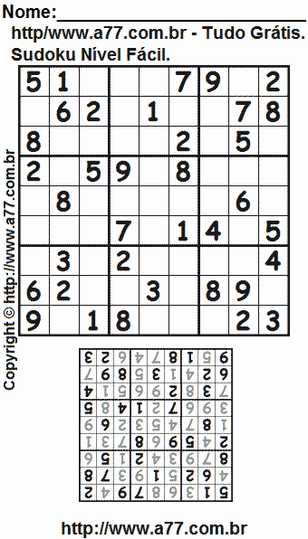 Jogo de Sudoku Para Impressão Com Respostas