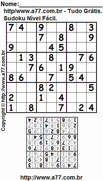 Jogo Sudoku Para Imprimir Com Respostas