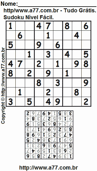 Passatempo Sudoku Para Imprimir Com Respostas