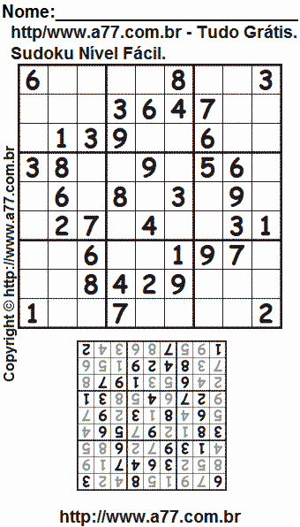 Jogo Fácil de Sudoku Para Impressão