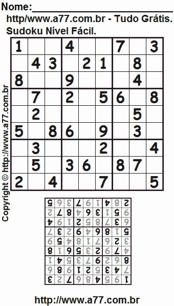 Sudoku Grátis Fácil Para Imprimir