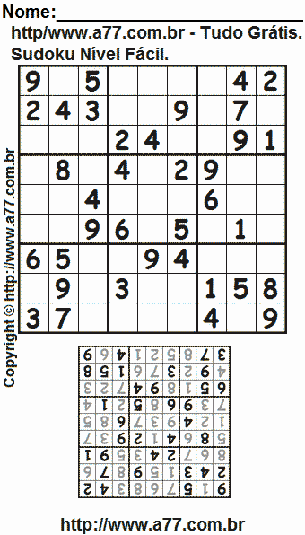 Sudoku Grátis Para Impressão Nível Fácil