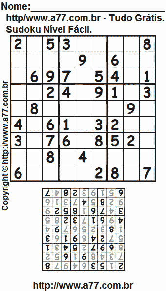 Sudoku Grátis Fácil Para Impressão