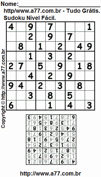 Sudoku Nível Fácil Para Imprimir