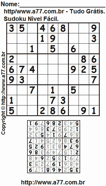 Sudoku Fácil Para Imprimir Com Respostas