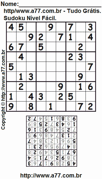 Passatempo Sudoku Para Impressão Com Respostas