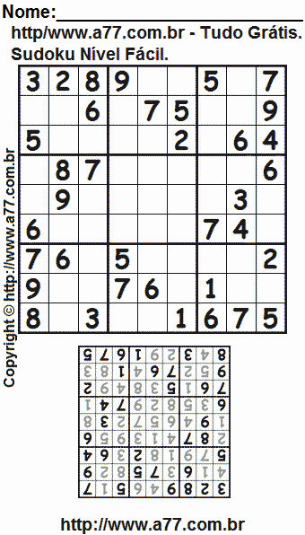 Jogo Sudoku Para Imprimir Com Respostas