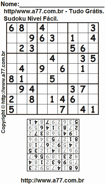 Passatempo Fácil de Sudoku Para Imprimir