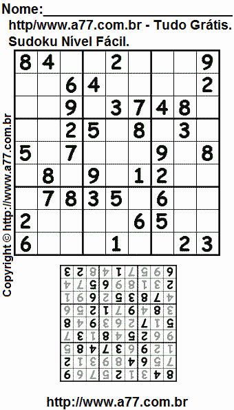 Passatempo de Sudoku Para Imprimir Com Resposta