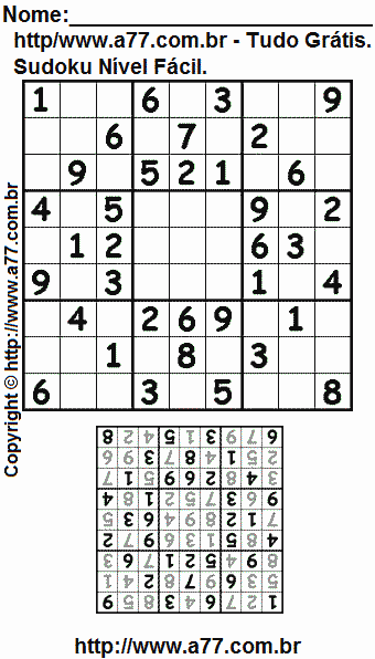 Passatempo Sudoku Para Imprimir Com Respostas