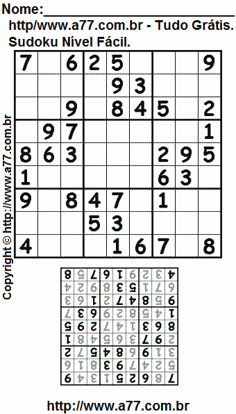 Passatempo Sudoku Nível Fácil Para Imprimir Com Respostas