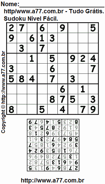 Jogo Fácil de Sudoku Para Imprimir