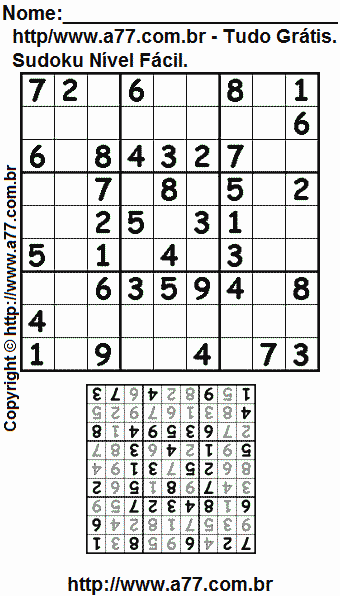 Jogo Fácil de Sudoku Para Impressão