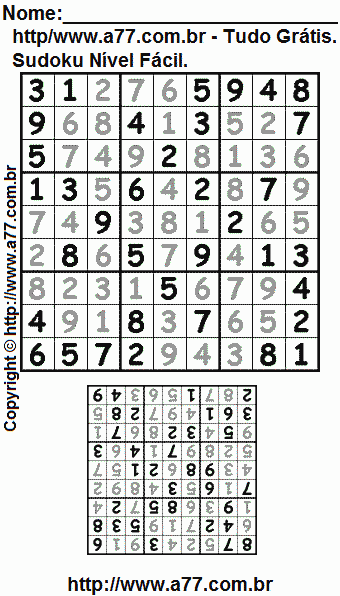 Sudoku Para Impressão Fácil Com Respostas