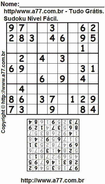 Sudoku Para Impressão Nível Fácil