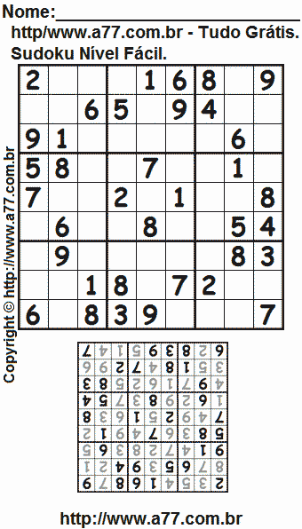 Sudoku Grátis Fácil Para Impressão