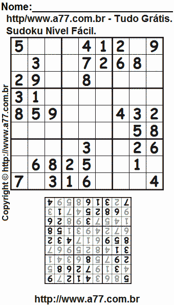 Sudoku Para Imprimir Fácil Com Respostas