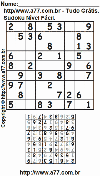 Sudoku Fácil Para Imprimir Com Respostas