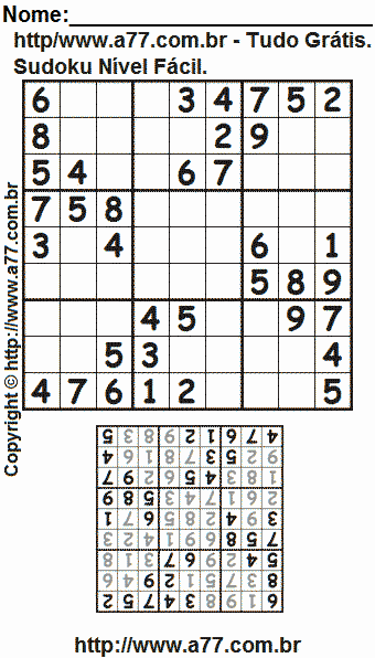 Sudoku Para Imprimir Com Resposta