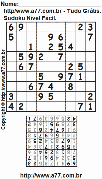 Sudoku Para Imprimir Fácil Com Respostas