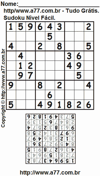 Sudoku Para Impressão Fácil Com Respostas