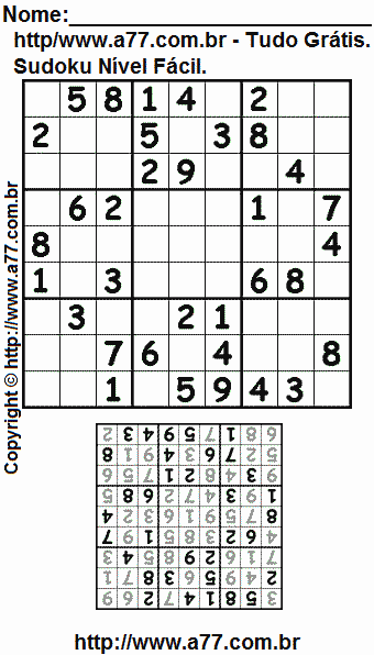 Sudoku Nível Fácil Para Imprimir