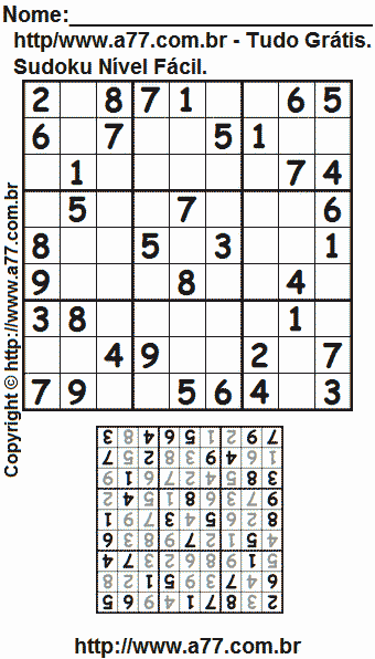 Sudoku Fácil Para Imprimir Com Respostas