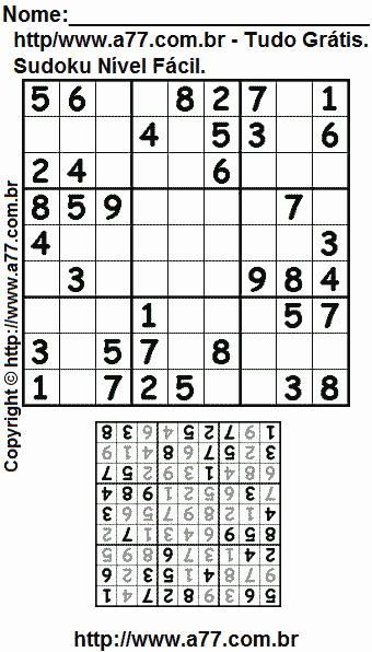 Sudoku Nível Fácil Para Imprimir