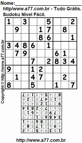 Sudoku Nível Fácil Para Imprimir Com Respostas