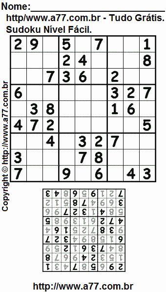 Sudoku Fácil Para Imprimir Com Resposta