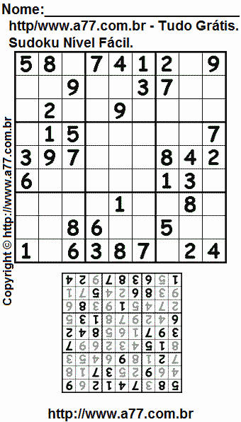 Sudoku Para Imprimir Com Resposta