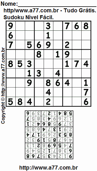 Sudoku Para Impressão Com Resposta